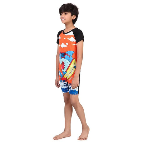 VIVA SWIMMING Half Sleeves Swimwear Suit Costume for Kids For Practicing Swimming, Diving, Cycling, Aerobics