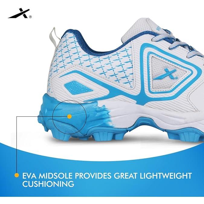 VECTOR X Target Pro Cricket Shoes For Men (White, Blue)