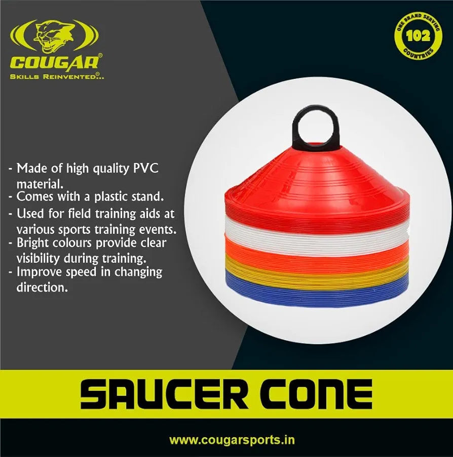 COUGAR Cone Marker, Cone Marker Set, Saucer Cones - Pack of 20, Space Marker, Ground Marker , Agility Training Equipment