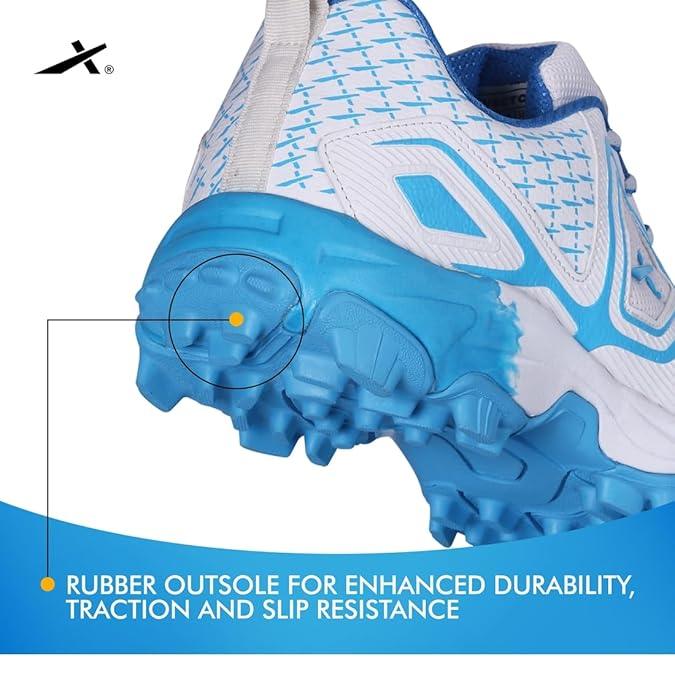 VECTOR X Target Pro Cricket Shoes For Men (White, Blue)