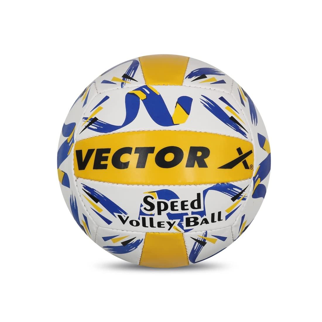 Vector X Speed PVC Hand Stitched 18 Panel Volleyball (Yellow-Blue) Size - 4