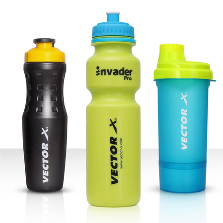 VECTOR X Active Bottle & Super Shaker & Invador Green (Pack of 3)
