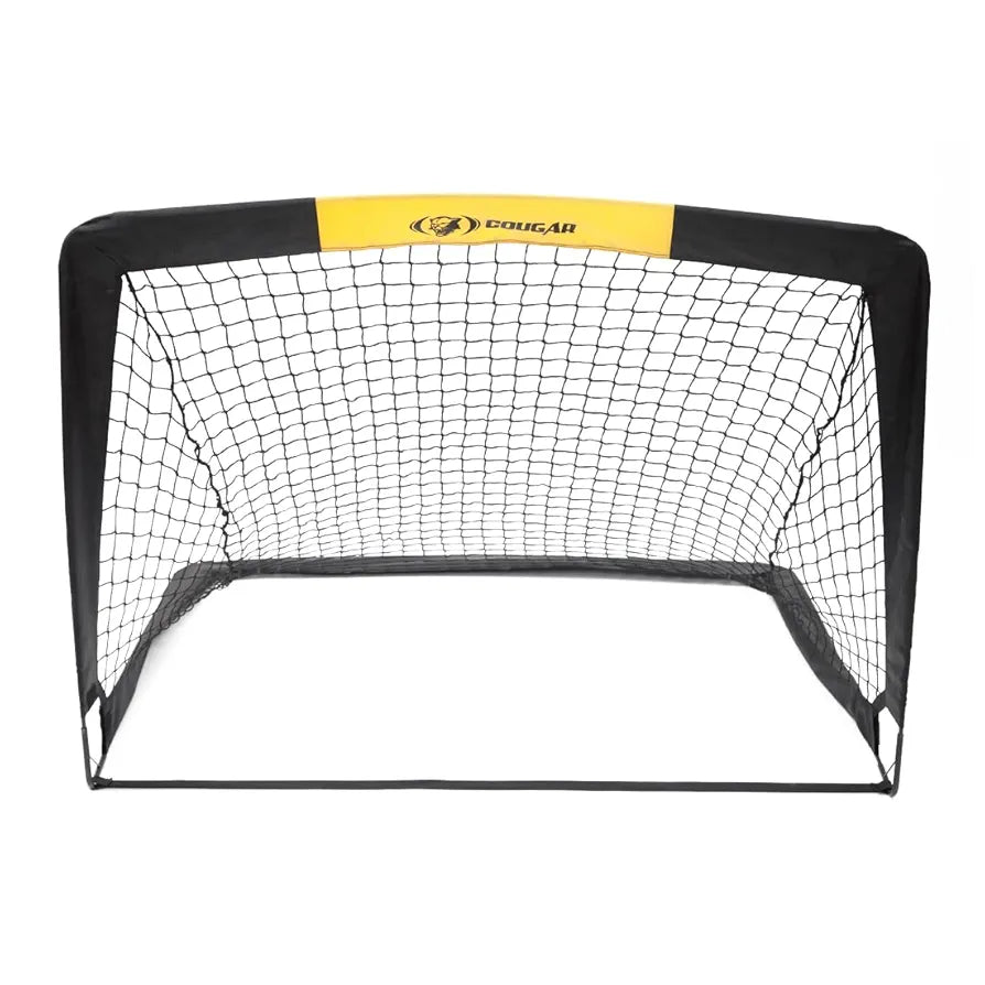 COUGAR Portable Soccer Practice Foldable Goals 4'x3' Set of 2 – Fully Collapsible & Easy Self-Assembly, Lightweight Backyard & Beach Soccer Nets with Carry Bag