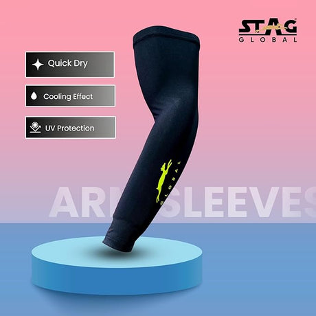 STAG GLOBAL Sports Large Arm Sleeves | Breathable, Stretchable & UV Resistant for Men & Women