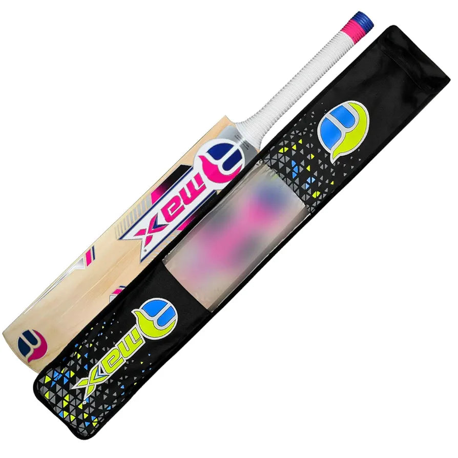 RMax Kashmir Willow Diablo Leather Ball Cricket Bat with Bat Cover
