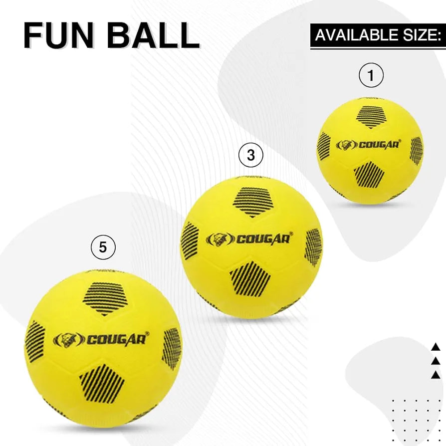 COUGAR Fun Ball for Indoor Play | Lightweight PVC Football with Thick Material and Long Air Retention | No Bladder Training Ball for Kids Size 1 and Recreational Use