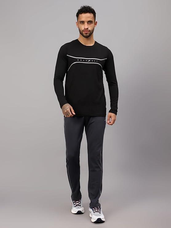 Vector X Mens Full Sleeve Round Neck Jersey/ t-shirt For Fitness Training (Silver, XXL)