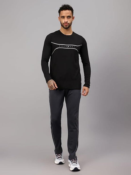 Vector X Mens Full Sleeve Round Neck Jersey/ t-shirt For Fitness Training (Silver, XXL)