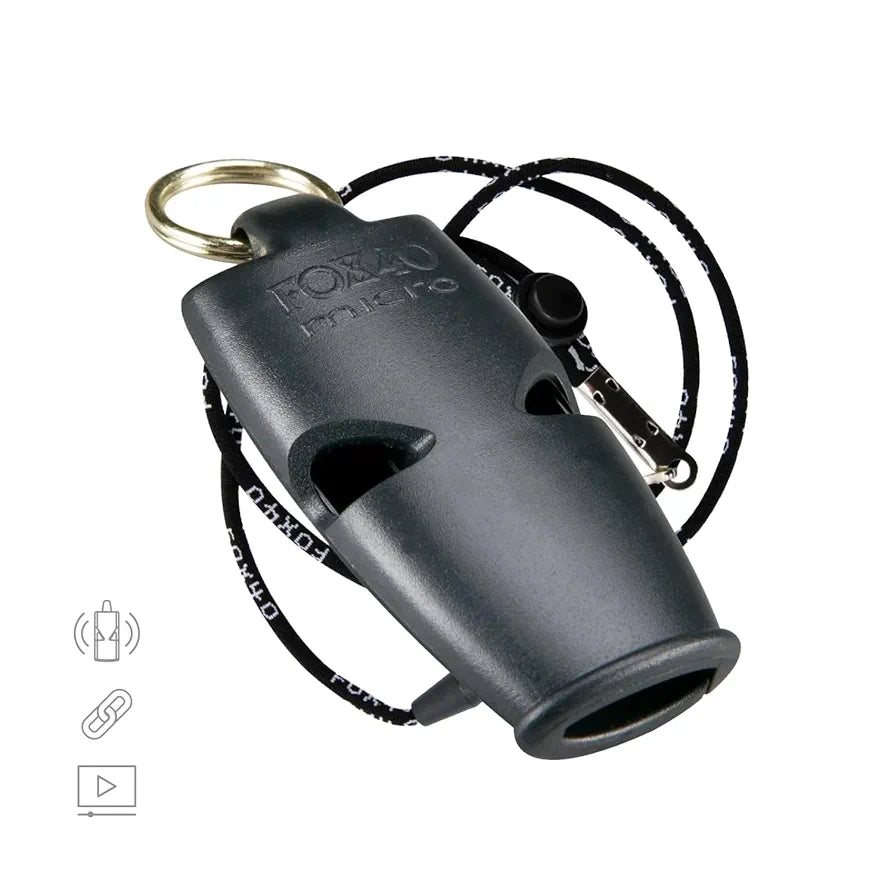 Fox 40 Micro Safety with Lanyard Whistle, Color - Black