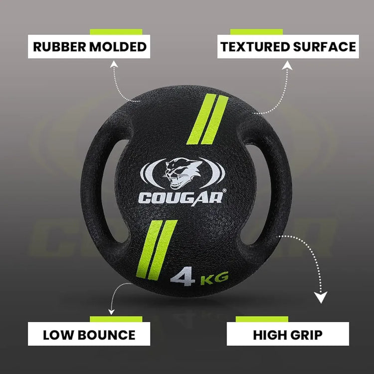 COUGAR Dual Handle Rubber Moulded Medicine Ball for Intense Workout, 5 KG