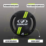 COUGAR Dual Handle Rubber Moulded Medicine Ball for Intense Workout, 5 KG