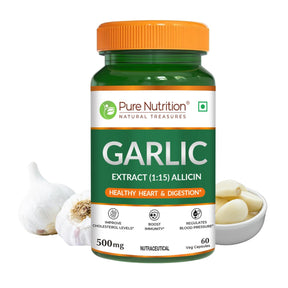 Garlic Extract Capsules 500mg  Heart Health, Cholesterol & Immunity - Nutrition by Pure Nutrition