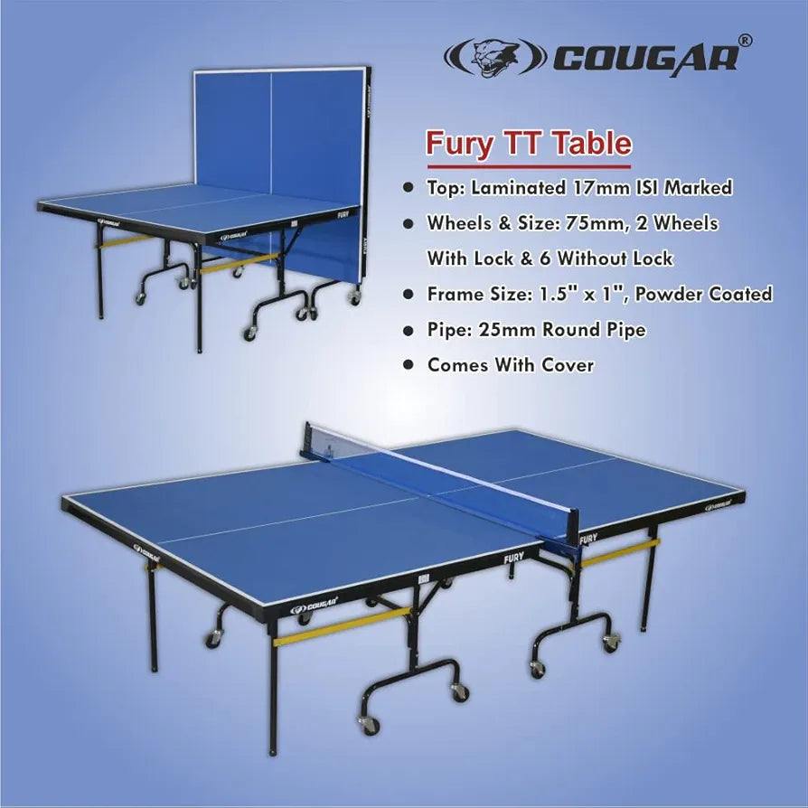 Cougar TT Table Fury Matt Finish Table Tennis Table  with Table Cover