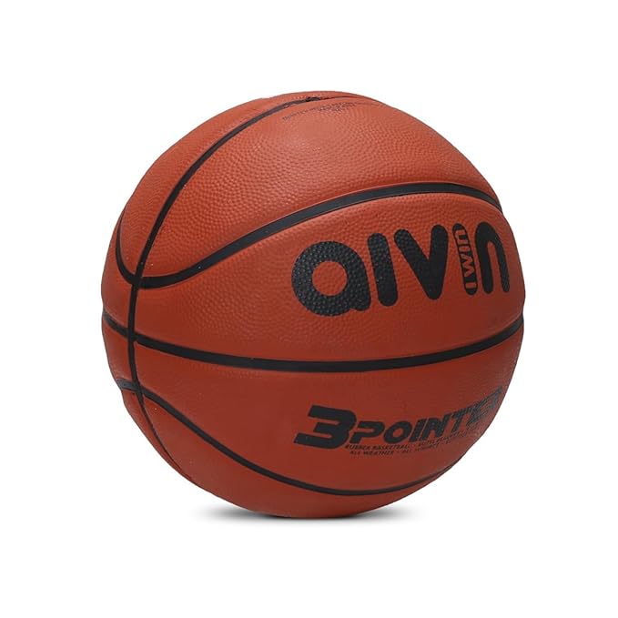 AIVIN 3 Pointer Basketball, Rubberized Moulded Basketball Game, for Match, Training, Outdoor Ball, Durable for Practice, Suitable for All Surface, 8 Panel, Material-Rubber (Red) Size 7
