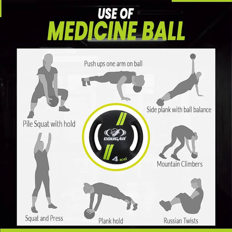 COUGAR Dual Handle Rubber Moulded Medicine Ball for Intense Workout, 5 KG
