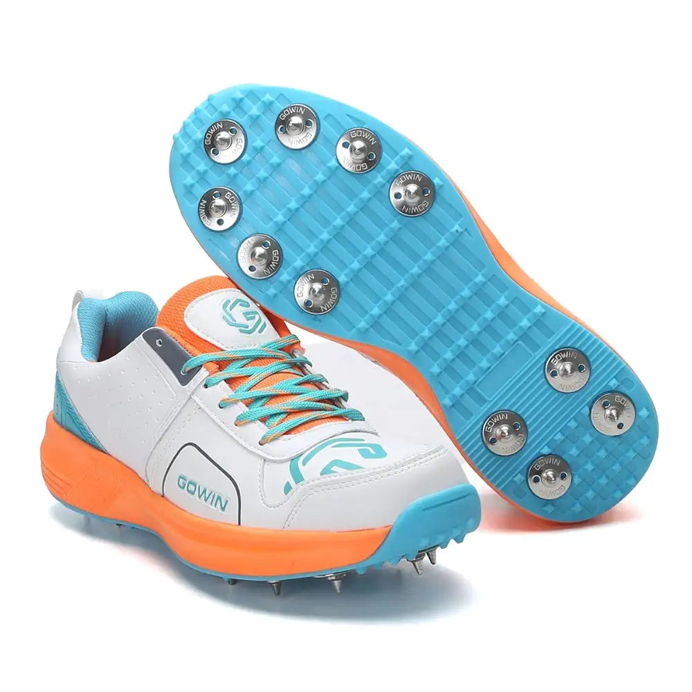 GOWIN Nitro Metal Spikes Cricket Shoe for Mens II Lightweight Comfortable Tournament Metal Spike Cricket Shoe for Boys, Men