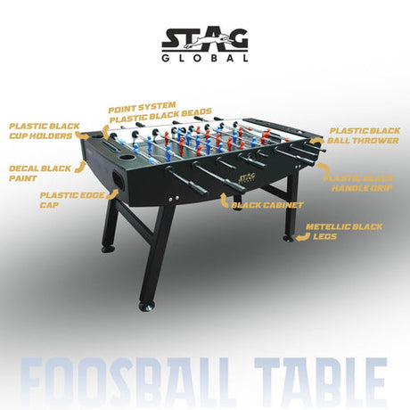 Stag Global Foosball Table| Premium Table Soccer for Kids, Adults with Cup Holders| Ideal for Home & Club| KIBI SPORTS