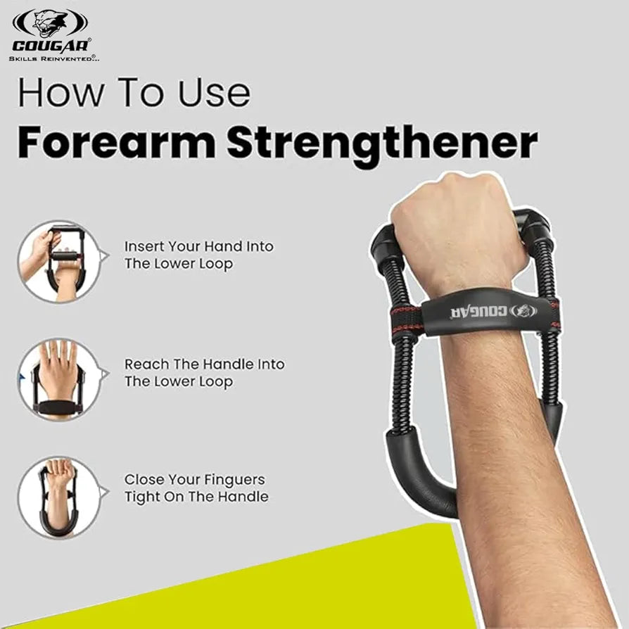 COUGAR Wrist Exerciser || Forearm Strengthener Wrist Exercise Equipment Grip Strengthener Fitness Equipment Home Gym Equipment For Men & Women Gym Equipment Grip Workout Forearm Wrist Grip, Black