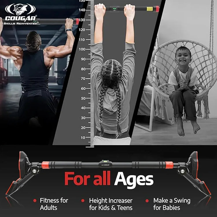 COUGAR THREE WAY SUPPORT Pull Up Bars Hanging leg raises pull up support with water level For Home Workout -Chin Up Bar Gym Accessories Without Screw Anti-skid Grip Strength Training Exercise Bar