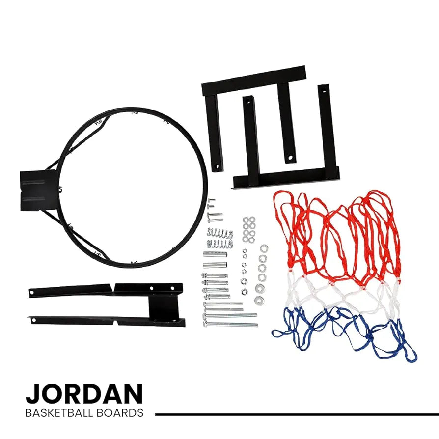 COUGAR Jordan Basketball Backboard 110x75 cm | Wall Mount Shatterproof Acrylic Board with 16mm Steel Ring 45 cm Dia and Net for Outdoor Court Practice and Home Use