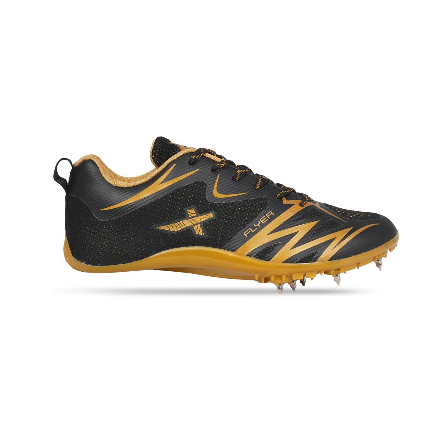 VECTOR X Flyer Running Spike Running Shoes For Men (Black, Gold)