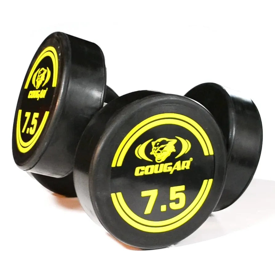 COUGAR Solid Rubber Coated Bouncer Fixed Weight Dumbbell Ideal for Beginners and Advanced Users for Fitness and Strength Training 7.5Kg x 2 Black
