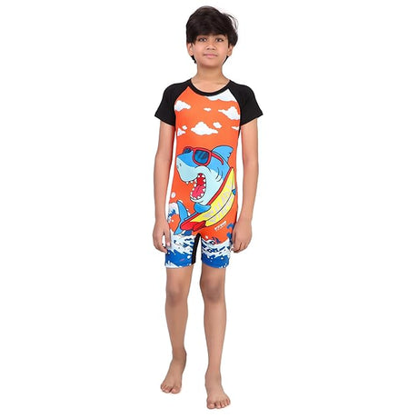 VIVA SWIMMING Half Sleeves Swimwear Suit Costume for Kids For Practicing Swimming, Diving, Cycling, Aerobics
