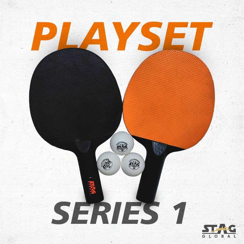 STAG GLOBAL (2024 Model) Series 1 Table Tennis Playset (2 Racquets & 3 Balls)