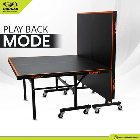 COUGAR  Gravity Table Tennis Table Black Top | Thickness 18Mm with Net Set, Table Cover, Features Quick Assembly and Play Back Mode
