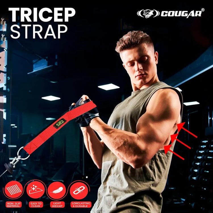 Cougar Gym Cable Machine Attachment Tricep Strap/Band Gym Equipment Triceps Rope