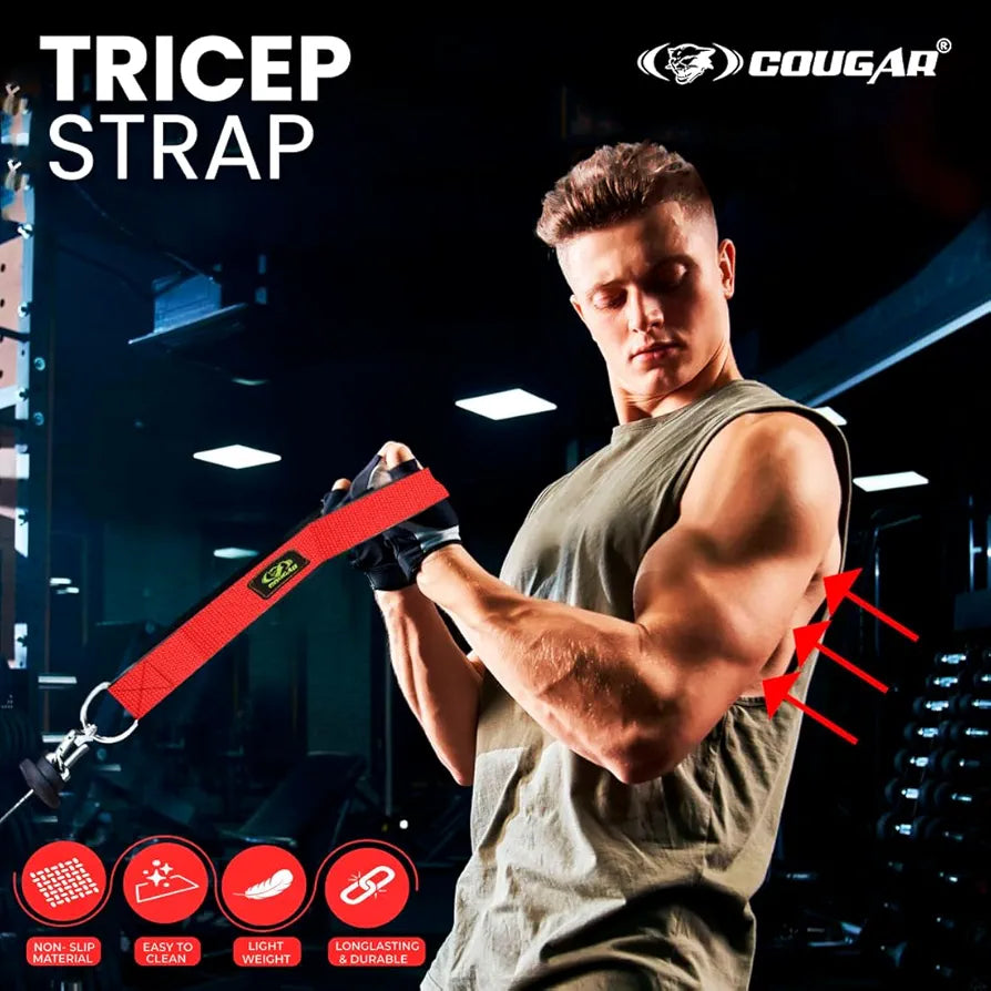 Cougar Gym Cable Machine Attachment Tricep Strap/Band Gym Equipment Triceps Rope