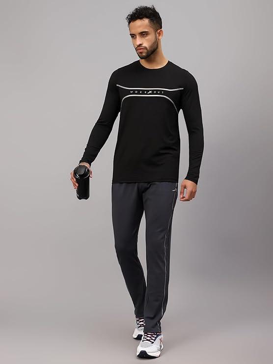 Vector X Mens Full Sleeve Round Neck Jersey/ t-shirt For Fitness Training (Silver, XXL)