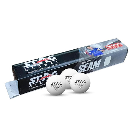 STAG GLOBAL Seam Plastic Table Tennis Ball White Available Pack Of 12 ,30, 72, 90