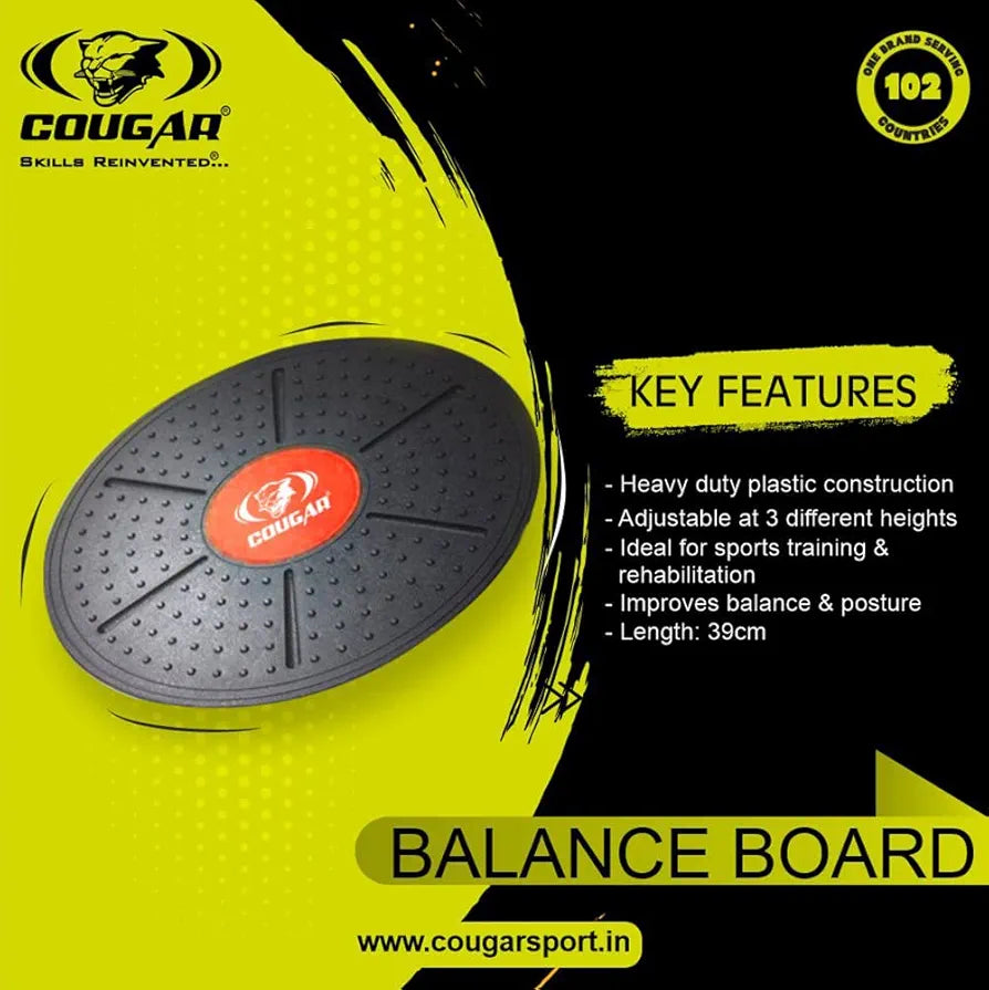 Cougar Fitness Balance Board Wobble Fitness Fit Exercise Tilt Stability Balancing Rocker Board Trainer Abs Legs Core Workout Non-Slip Safety Surface