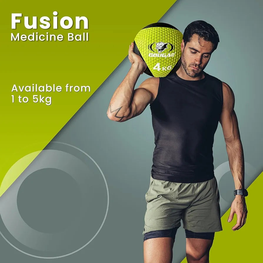 COUGAR Fusion Medicine Ball 4kg for Functional Strength & Core Training – Non-Slip Grip, Soft Surface Weighted Ball for Full Body Workouts, Crossfit, Rehab & Home Gym Fitness Equipment