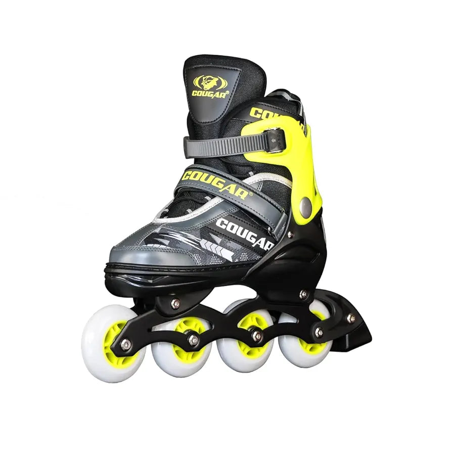 COUGAR Zoom ABEC-7 Inline Skates | Adjustable Sizes XL  | 4 PU Wheels , Aluminium Frame, Cuff Buckle, Lace Crossover | Superior Grip Skates for Men, Women & Teens 