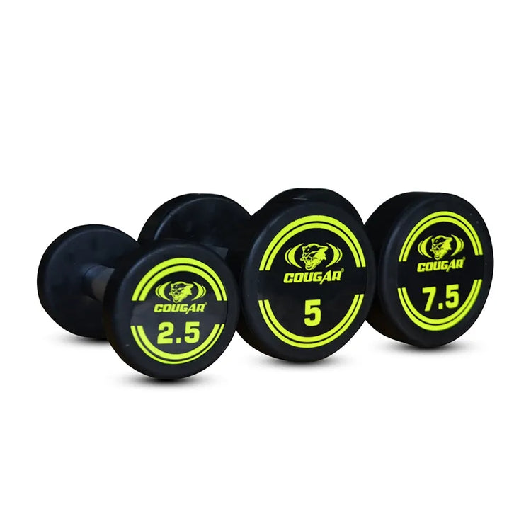 COUGAR Solid Rubber Coated Bouncer Fixed Weight Dumbbell Ideal for Beginners and Advanced Users for Fitness and Strength Training 7.5Kg x 2 Black