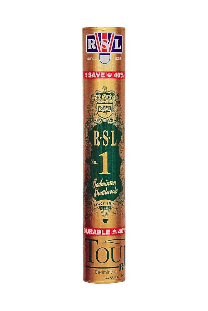 RSL Tourney No. 1 Badminton Shuttlecock | High Altitude | Ideal for Major World Events | Tube of 12 | Material: Feather | Size: Standard | Speed: 77 | Color: Green