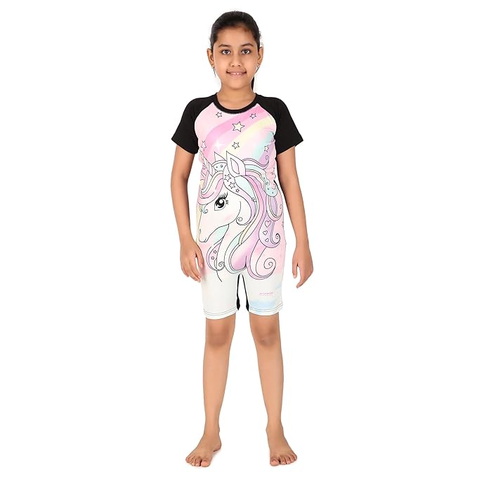 VIVA SWIMMING Half Sleeves Swimwear Suit Costume for Kids For Practicing Swimming, Diving, Cycling, Aerobics