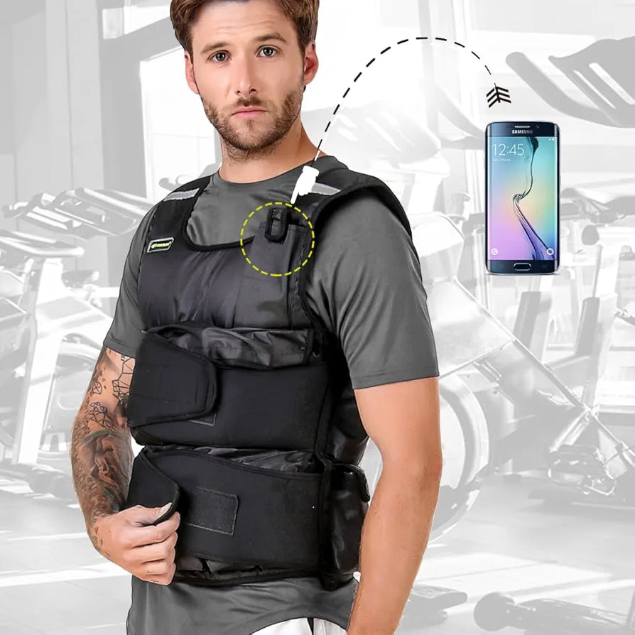 COUGAR VAPOR Comfortable Durable Adjustable Practical Weighted Vest | 10kg Load Capacity | Reflective Strips, Phone Pocket, Heavy-Duty Fabric | Ideal for Running, Gym, Cardio & Strength Training