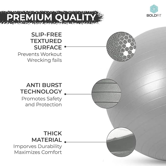 Boldfit Unisex PVC Gym Ball for Exercise & Yoga with Pump | Kibi Sports