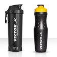 VECTOR X Energy Shaker & Active Bottle for Protein Shake Gym Sipper Shaker 750 ml Shaker (Pack of 2, Black, Plastic)