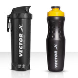 VECTOR X Energy Shaker & Active Bottle for Protein Shake Gym Sipper Shaker 750 ml Shaker (Pack of 2, Black, Plastic)