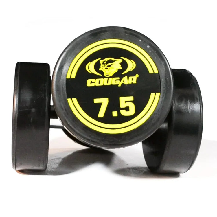 COUGAR Solid Rubber Coated Bouncer Fixed Weight Dumbbell Ideal for Beginners and Advanced Users for Fitness and Strength Training 7.5Kg x 2 Black