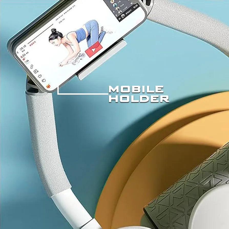 COUGAR Abs wheel Roller For Abdominal Core Strength Training Exercise Equipment || Home Gym-Ab Roller With Timer || Mobile Holder & Knee Pad || Men & Women-Abs Workout Machine For Core Plank Workout