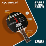 COUGAR Table Tennis Racket Smash | Professional | TTFI Approved Rubber | Multi- Color