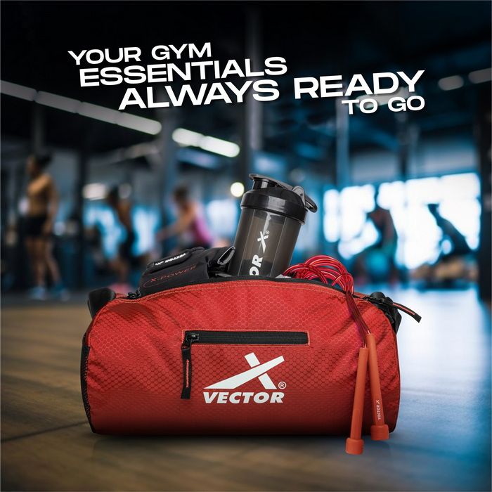 Vector X Attacker Polyester Gym Bag|Shoulder Bag|Sports Bag|Sports & Travel Bag|Duffle Bags for Men & Women|Exercise and Fitness|Black | Capacity - 20 Liter