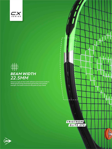 Dunlop Elite 270 Green, Black Strung Tennis Racket With 3/4 Cover