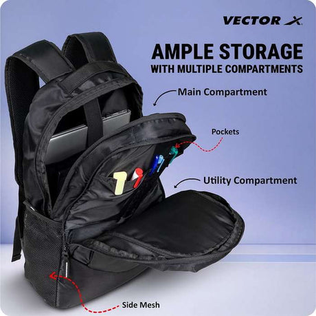 Vector X 3 in 1 Sports and Outdoor Camping Bag for Office, Travel Backpack & Duffel Shoulder Bag with Racket Pocket|Lightweight Tennis Squash Equipment Kit Bag|Air Ventilated Pocket for Wet Clothes