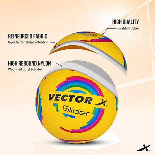 Vector X Glider Volleyball/Rubberized Moulded/Suitable for Indoor/Outdoor/for Men/Women/Kids Rubber Material/Training /Match Ball Needle -Size - 4 (Volleyball)